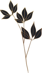 Botanical leaf branch gold line art
