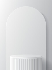 3d white podium product mock up background for presentation with white background, vetor illustration