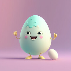 Fototapeta premium Cute egg cartoon 3D character. Generative Ai