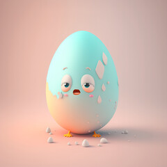 Fototapeta premium Cute egg cartoon 3D character. Generative Ai