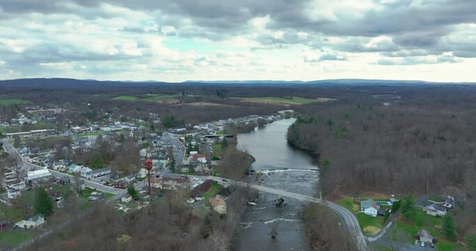 11-17-2022, Afternoon aerial video of the area surrounding the hamlet of Wallkill, Town of Shawangunk, NY, USA