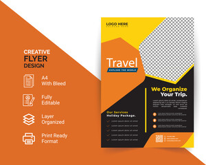Travel and tourism flyer template. Suitable for travel agency flyer, poster template.
