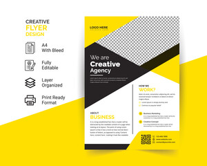 Corporate Business Flyer poster, brochure cover design layout background, two colors scheme, vector template in A4 size.