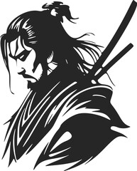 Give an elegant and classy look to your brand with a black and white samurai logo.