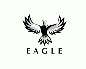 Flight freedom eagle falcon hawk american drawn art logo design template illustration inspiration