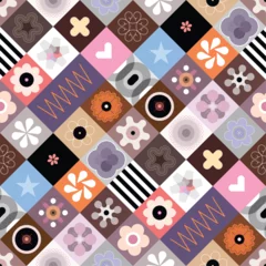 Fotobehang Abstract seamless background with different coloured patterns and geometric shapes.  ©  danjazzia