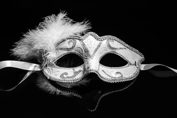 Carnival mask for Mardi Gras celebration on dark background