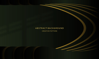 Abstract background Geometric liquid gradient of gold color and dark green gradient with golden light on the back, for posters, banners, etc., EPS 10 vector design copy space area