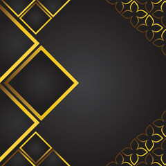 Abstract black background with golden floral ornament. Vector illustration for your design.