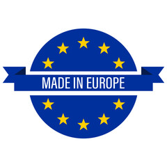 EU product Label. Made In Europe. European Union Flag. Vector Illustration