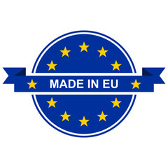 European Union product emblem. Europe flag. Vector in flat design