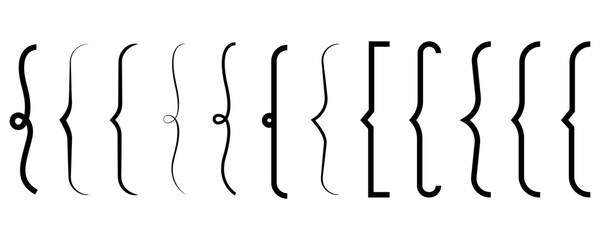 Braces or curly brackets set icons. Vector illustration - obrazy, fototapety, plakaty