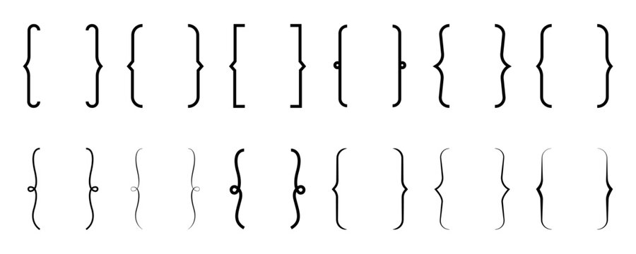 Braces or curly brackets set icons. Vector illustration