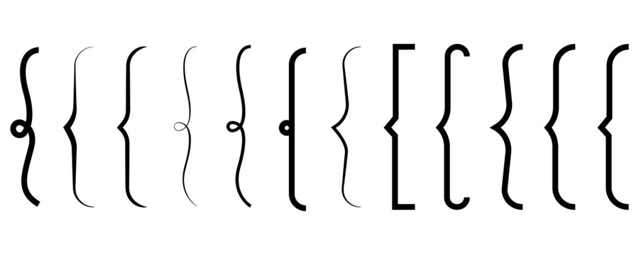 Braces or curly brackets set icons. Vector illustration