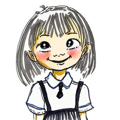 A young girl in a school uniform, wisely dressed, evokes in this vector illustration the power of innocence and education.