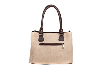 Nubuck, leather elegant women bag. Fashionable female handbag, isolated