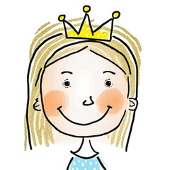 Incredible image of a royal little girl wearing a golden crown, ideal for creating an enchanting and magical atmosphere.