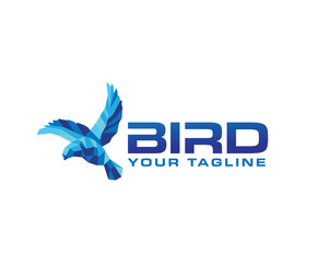 Abstract Modern Blue Bird Logo Design Template