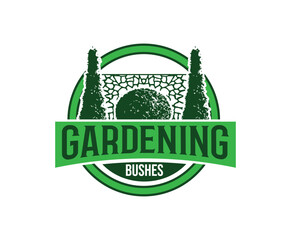 Garden Bushes and Wall Logo Design Template - obrazy, fototapety, plakaty