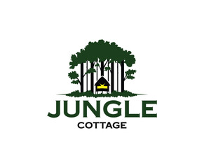 Jungle Tropical Hut Cottage Logo Design Template