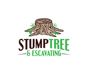 Stump Tree Excavating Business Logo Design Template