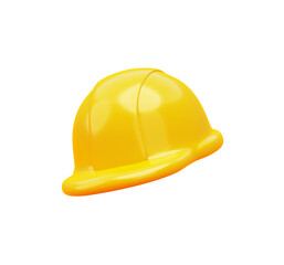 Yellow helmet construction equipment safety maintenance protection 3d icon mockup illustration