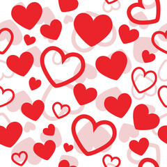 Obraz na płótnie Canvas Valentine red heart vector seamless pattern
