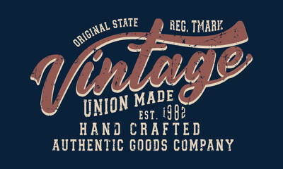Vintage typography college varsity USA origin state slogan print with grunge effect for graphic tee t shirt or sweatshirt - Vector