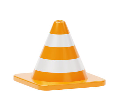 Traffic cone safety road construction danger sign 3d icon mockup illustration