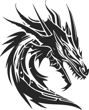 Enhance your business image with our black and white, modern dragon head logo.