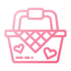 Icon Valentine day picnic basket Illustration can be used for web app, etc