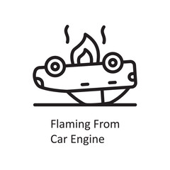  Engine fire vector Outline Icon Design illustration. Car Accident Symbol on White background EPS 10 File