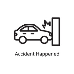 Accident happened vector Outline Icon Design illustration. Car Accident Symbol on White background EPS 10 File