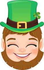 St. Patrick s Day with Smilling leprechaun head wearing green hat cartoon character