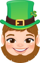 St. Patrick s Day with Smilling leprechaun head wearing green hat cartoon character