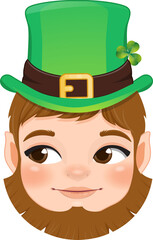 St. Patrick s Day with Smilling leprechaun head wearing green hat cartoon character