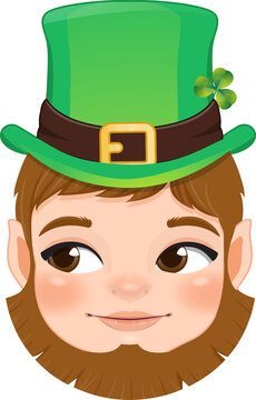 St. Patrick s Day with Smilling leprechaun head wearing green hat cartoon character