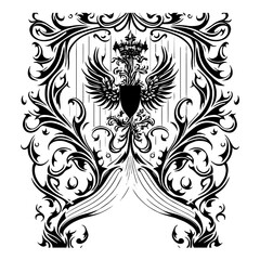 Black and white heraldic ornament