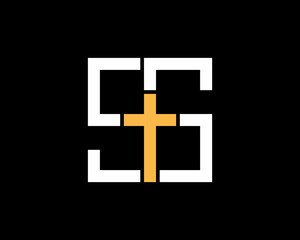 SS letter with Christian cross in the middle