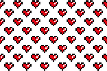 Pixel heart seamless pattern background - 566147784