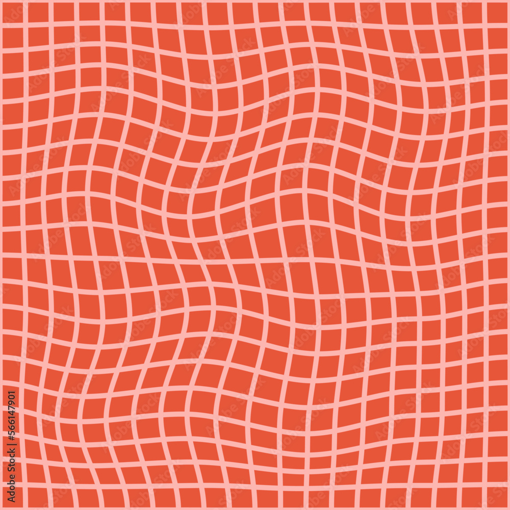 Poster Minimal abstract wavy linear seamless pattern. Pink and red colors. Geometric vector print