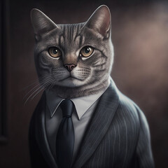 Cat in a suit. Generative AI