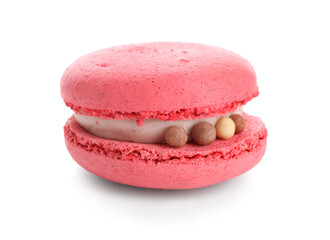 Tasty macaroon isolated on white background. Valentine's Day celebration