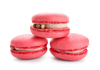 Tasty macaroons isolated on white background. Valentine's Day celebration