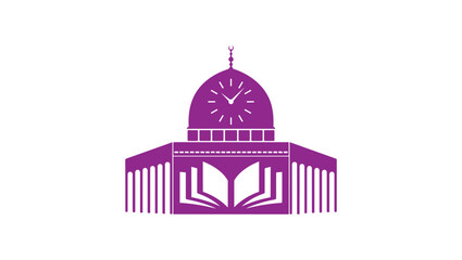 Mosque with clock and book Logo Template
