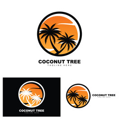 Coconut Tree Logo, Ocean Tree Vector, Design For Templates, Product Branding, Beach Tourism Object Logo