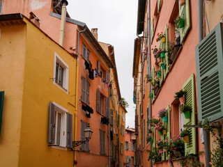 Fototapeta na wymiar Colorful medieval town nice on Riviera soth french Mediterranean sea coast in France