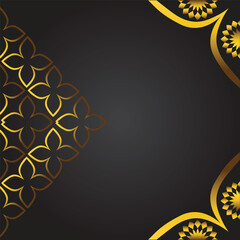 Abstract black background with golden floral ornament. Vector illustration for your design.