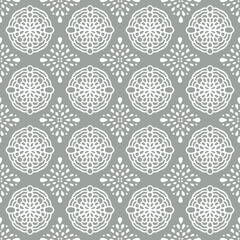 Geometrical seamless pattern with ethnic gray colour mandala. Raster ornament illustration for wallpaper, textiles, tile. Arabic, Indian motifs. Great for fabric or printing on paper.