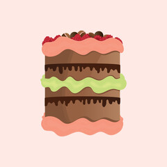 cake background.Flat vector illustration.  Hand drawn illustration